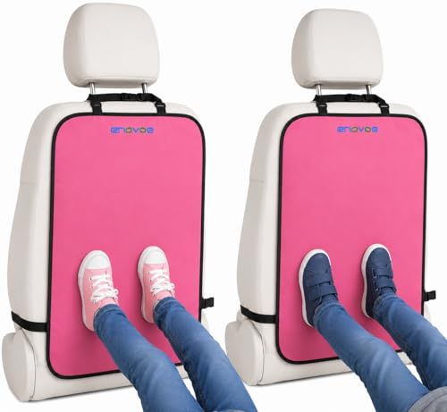 Enovoe Kick Mats - Set of 2 - Back of Seat Protector for Kids Feet - Car Seat Back Protector - Shields from Dirt and Scuffs - Durable Material - 16.8x32.8inch - Pink - Kick Mats Back Seat Protector - color: Pink, size: 2-Pack