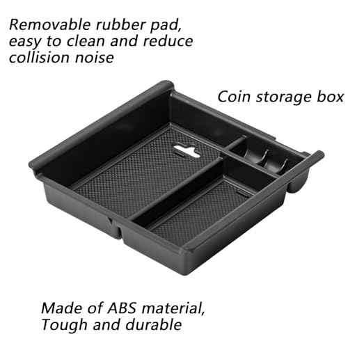 Center Console Accessory Organizer Compatible with Toyota Tacoma 2016-2019 2020 2021 2022 2023 ABS Material Armrest Box Insert Tray (Black Trim)