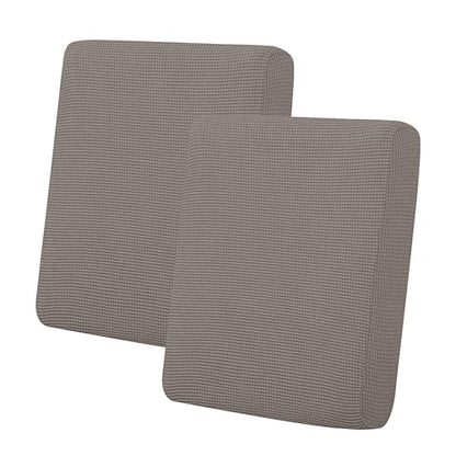 Easy-Going Stretch Individual Loveseat Couch Cushion Cover Sofa Cushion Furniture Protector Sofa slipcover Soft Flexibility with Elastic Bottom (2-Piece Loveseat Cushion Cover, Taupe) - color: Taupe, size: 2-piece