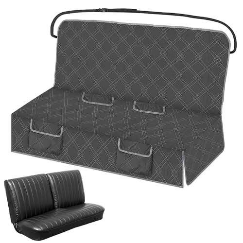 Dog Car Seat Cover for Bench Seat No Headrest, Most Vintage Car and Classic Truck Bench Seat, 600D Oxford Scratch Proof Nonslip Pickup Waterproof Pet Bench Seat Cover - color: Charcoal, size: Vintage/Classic (Bench Seat No Headrest)
