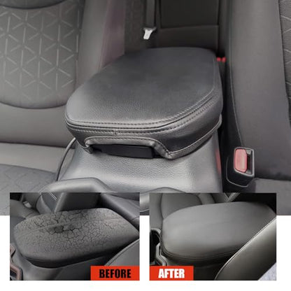 Center Console Cover for Toyota RAV4 2025 2024 2023 2022 2021 2020 2019 - Leather Middle Console Lid Armrest Cover for Toyota RAV4 Interior Accessories (Black) - size: 4) 19-25 |RAV4| Black Stitching,Thin Size