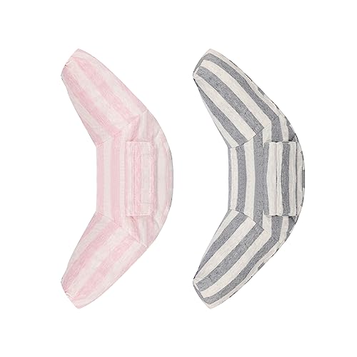Kids Car Seat Travel Neck Pillow Soft Neck Support Cushion Car Seat Belt Cover Cushion Pillow Car Seatbelt Shoulder Pad Head Neck Support Pillow Seat Strap Pillow for Car Airplane Pushchair Travel - color: Gray Strips+pink Strips
