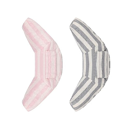 Kids Car Seat Travel Neck Pillow Soft Neck Support Cushion Car Seat Belt Cover Cushion Pillow Car Seatbelt Shoulder Pad Head Neck Support Pillow Seat Strap Pillow for Car Airplane Pushchair Travel - color: Gray Strips+pink Strips