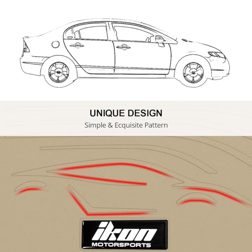 IKON MOTORSPORTS, Floor Mats Compatible with 2008-2012 Honda Accord Sedan 4Door, Latex Rubber Heavy Duty All Weather Season Car Auto Custom Fit Front Rear Carpets Liner 5PC Beige