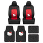 Hello Kitty Car Seat Covers - Stylish Black and Red Front Seat Covers with 4PC Carpet Car Floor Mats - Universal Fit for Cars, SUVs & Trucks - Black with Red Bow & Hello Kitty Print - color: Covers & Carpet Mats-Pink, style: Hello Kitty