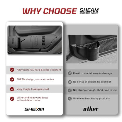Metal Front Door Pocket Storage Box Compatible with 2018-2025 Jeep Wrangler JL 2/4 Door 4XE Gladiator JT, Car Side Insert Organizer Box Interior Accessories Replaces Weak Saggy Net -2PCS