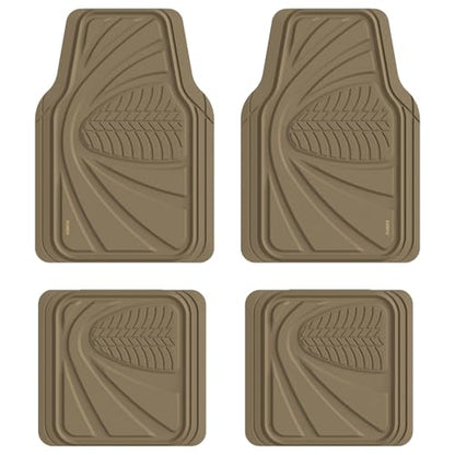 FLORICH Car Floor Mats, Waterproof Universal Heavy-Duty 4 Pieces Rubber Floor Mats for Cars, Full Set Car Mats with Anti-Slip Backing Fit for Most SUV, Vans,Trucks, Sedan(Beige)