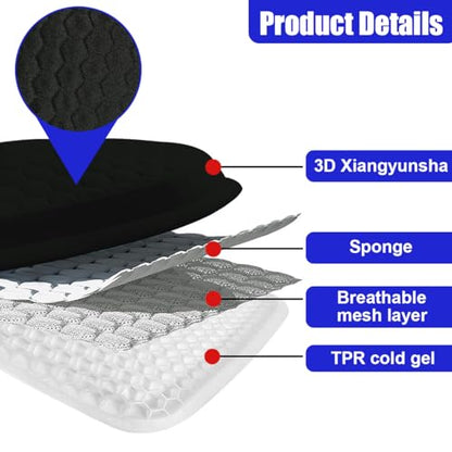 Gel Car Seat Cushion, Non-Slip & Breathable Automotive Chair Protector Pad, Comfortable Cooling Car Interior Seat Mat Accessories Universal for Sedans, SUV, Truck (Black)