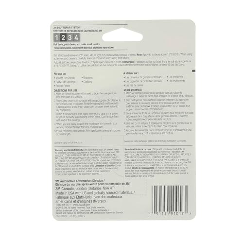 3M Super-Strength Molding Tape, 1/2 in x 15 ft, High Strength Double-Sided Adhesive, Permanently Attaches Side Moldings, Trim and Emblems to Interior and Exterior of Vehicles (03614)
