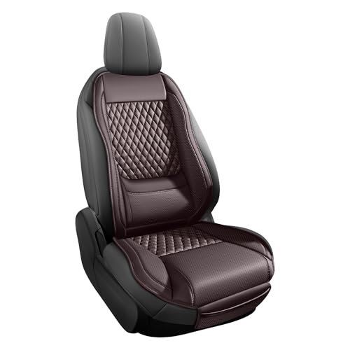 Premium Perforated Napa Leather Car Seat Covers Semi Universal Fit with Lumbar Support, Storage Bag for SUV Sedan Truck (Coffee Brown, Front Row Single seat) - color: coffee brown, size: front row single seat