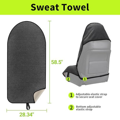 Leader Accessories Grey Waterproof Towel Auto Car Seat Cover Protector Machine Washable - Fit Yoga Running Crossfit Athletes Beach Swimming Outdoor Sports