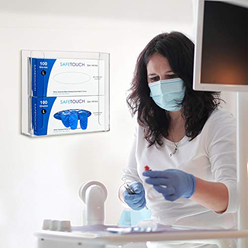 Amazing Abby Acrylic Glove Box Holder, Wall-Mounted Glove Dispenser, Floating Glove Box Organizer, Medium Size (for 2 Boxes), 10.5" W x 10.0" H x 3.5" D (Mounting Hardware Included) - size: Medium (for 2 Boxes)