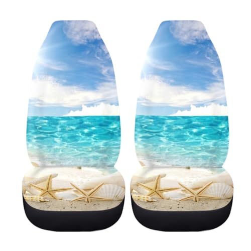 Pehede Car Seat Cover Sea ??Beach Shells Front for Cars, Easy to Install Cover Set, Accessories Auto Trucks Van SUV,2 Packs - color: Multi33