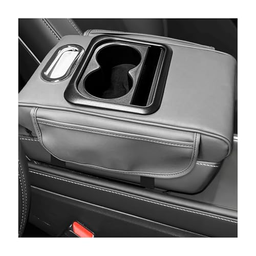 Car Center Console Armrest Pillow, 5-in-1 Armrest Cover with 2 Storage Bags Tissue Box Cup & Phone Holder, Comfy Arm Rest Cushion Leather Vehicle Middle Console Organizer (Gray, Normal) - color: Gray, Normal