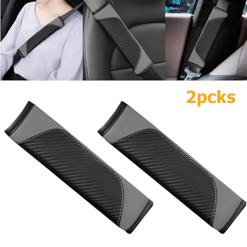 2PCS Car Seat Belt Cover, Carbon Fiber Seatbelt Shoulder Protection, Soft Car Seat Belt Strap Cushion Protect Your Neck and Shoulder, Car Accessories Seat Belt Pad for Car Truck (Black/Gray) - color: Black/Gray
