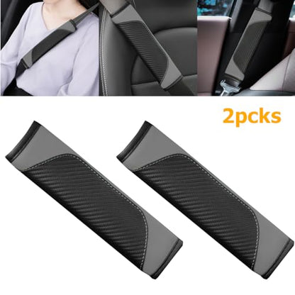 2PCS Car Seat Belt Cover, Carbon Fiber Seatbelt Shoulder Protection, Soft Car Seat Belt Strap Cushion Protect Your Neck and Shoulder, Car Accessories Seat Belt Pad for Car Truck (Black/Gray) - color: Black/Gray