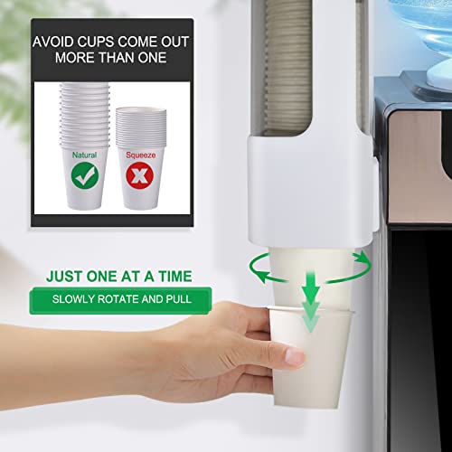 Cup Dispenser, Wall Mounted Water Cooler Cup Dispenser for 3oz-5oz Disposable Cups, Bathroom Cup Holder, Plastic Paper Cup Holder with Adhesive/Screw Mount for Office, Hospital, Bathroom - color: White