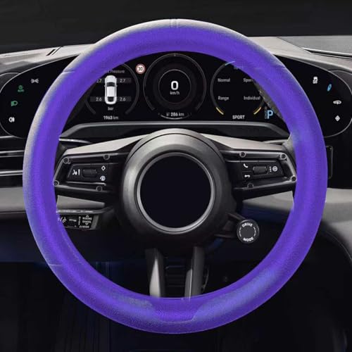 Car Steering Wheel Cover, Silicone Non-Slip Steering Wheel Protector, 13/14/15/16 inch Ultra Thin Steering Wheel Protective Covers for Women Men, Universal Vehicle Accessoriess (Purple) - color: Purple