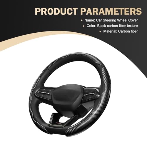 3PCS Steering Wheel Cover, Carbon Fiber Anti-Skid Steering Wheel protection, Car Steering Wheel Cover for Men/Women, Segmented & Wavy Design, Universal Car Interior Accessories (Black)