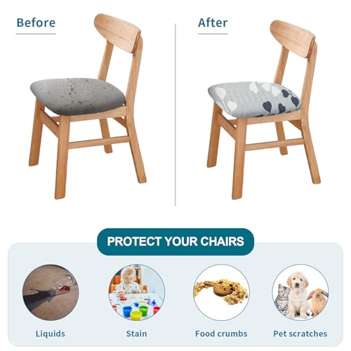 KRFOONN Waterproof Seat Covers for Dining Room Chairs Set of 4 with Bench Cover Washable Dining Chair Covers Removable Kitchen Chair Cushion Slipcovers Protector, A14 - color: Color A14