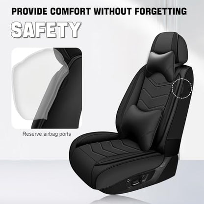 Car Seat Cover for KIA Soul 2010-2025, Seat Covers Full Set,Non-Slip Waterproof seat Cover,Wear-Resistant Nappa Leather car seat Covers. (Luxury 5 Seats/Pure Black) - color: Pure Black, size: Luxury 5 Seats
