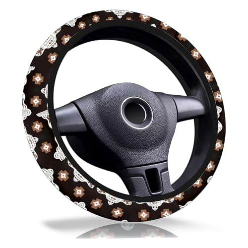 Western Aztec Steering Wheel Cover, Non-Slip Breathable Neoprene Steering Wheel Covers, Southwestern Brown Car Accessories Decor,Boho Gifts for Women Men,Universal 15 Inch Fit Auto,SUV,Truck - color: Southwestern Style