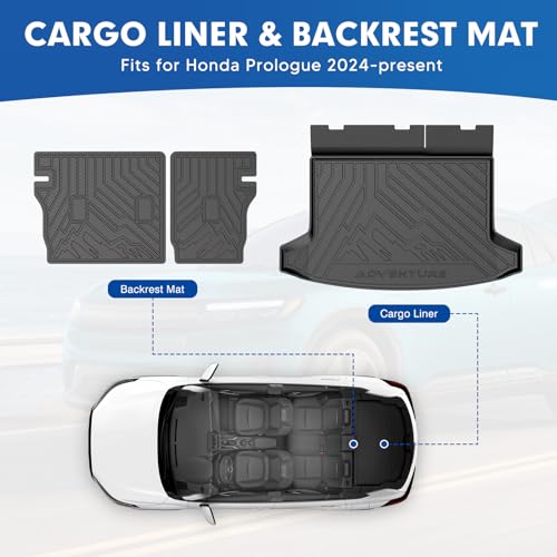 Mixsuper Cargo Liner for Honda Prologue 2024 2025 2026, All Weather Trunk Mat Backrest Mat TPE Back Seat Cover Protector for Prologue Accessories - size: 24-26 |Prologue| Cargo & Backrest Mat