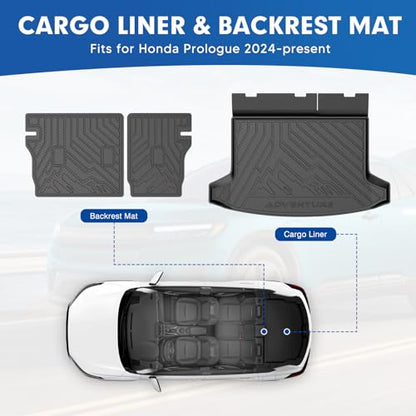 Mixsuper Cargo Liner for Honda Prologue 2024 2025 2026, All Weather Trunk Mat Backrest Mat TPE Back Seat Cover Protector for Prologue Accessories - size: 24-26 |Prologue| Cargo & Backrest Mat