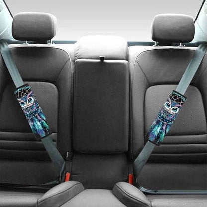 Dolyues Blue Car Seat Belt Pads Owl Pattern Seatbelt Cover for Women Custom Fit for Most Vehicle SUV Truck Sedan Shoulder Strap Padding 2 Piece Full Set - color: Blue Owl Pattern