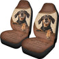 Dachshund Dog Print Car Seat Covers Front Set of 2 Breathable Stretchy Automotive Bucket Seat Covers High Back Seats Cover for Car Front - color: Brown and Black - Dachshund Dog