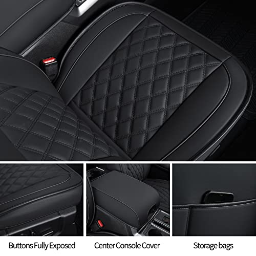 LUCKYMAN CLUB F150 Faux Leather Seat Covers Fit for 2010-2014 F150 2011-2016 F250 F350 F450 Pickup Trucks(Front Pair, Black) - color: Black, size: (2010-2014) Front Pair