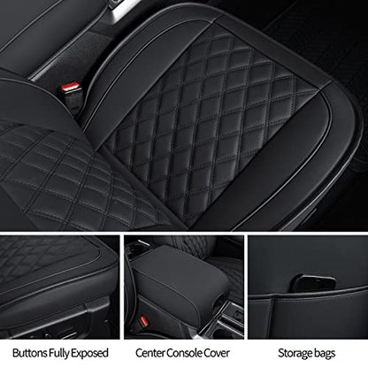 LUCKYMAN CLUB F150 Faux Leather Seat Covers Fit for 2010-2014 F150 2011-2016 F250 F350 F450 Pickup Trucks(Front Pair, Black) - color: Black, size: (2010-2014) Front Pair