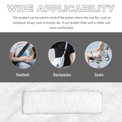 2 PCS Seat Belt Shoulder Pads, Soft Fluffy Plush Seat Belt Shoulder Strap Covers, Comfy Warm Seat Belt Strap Cover Shoulder Cushion for Adult Children, Car Accessories (White) - color: White