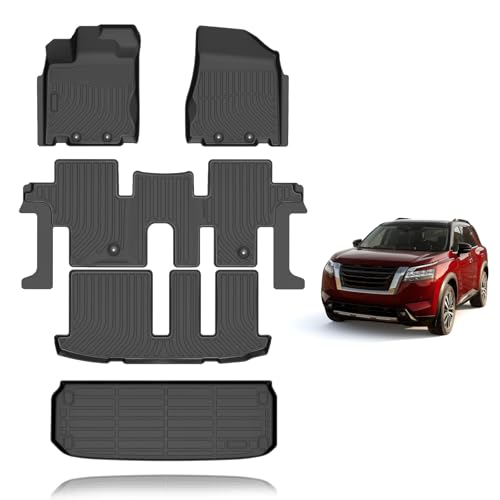 All Weather Car Floor Mats & Cargo Liner Set Fit for Nissan Pathfinder 2013-2021 & Infiniti QX60 2014-2020 Floor Liners Trunk Liner Pathfinder Cargo Mat Accessories Black - style: 4)For Nissan Pathfinder 2013-2021 Full Set