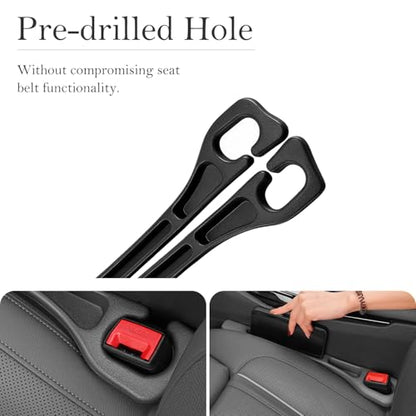 Car Seat Gap Filler 2-Pack, Universal Car Seat Gap Filler Organizer, Seat Gap Plug – Fills Gap Between Seat & Console, Drop-Proof Guard for Phones, Keys & Cards, Fits Cars, SUVs, Trucks, Black - color: black