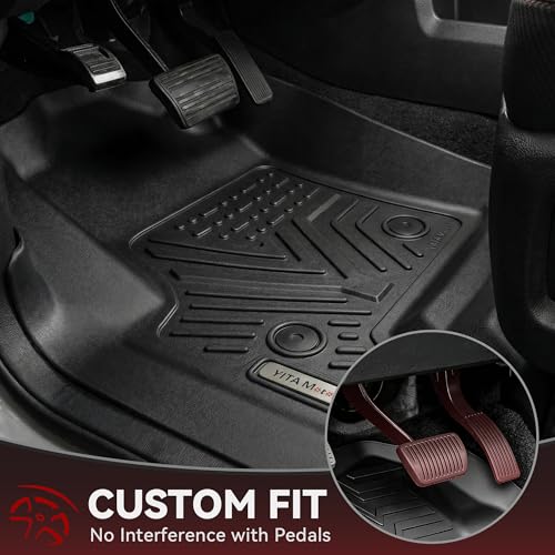YITAMOTOR Floor Mats Compatible with 2014-2018 Chevy Silverado Double Cab 1500 / GMC Sierra 1500 Double Cab, 2015-2019 2500 HD/3500 HD, Custom Fit All Weather Floor Liners Accessories , 1st & 2nd Row - style: 2014-2018 & 2015-2019 Double Cab Bucket Seat