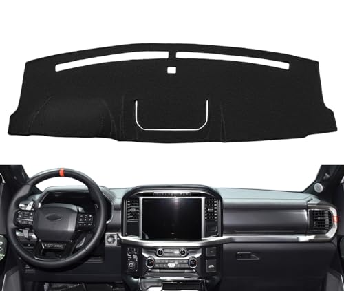 Yiz Dash Cover Mat Custom Fit for Ford F150 2021 2022 2023 2024 2025 2026 with Light Sensor w/o Headup Display, Dashboard Cover Pad Carpet (21-24 Black) J184 - color: 21-26 Black