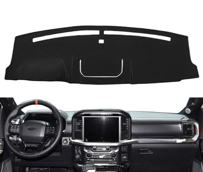Yiz Dash Cover Mat Custom Fit for Ford F150 2021 2022 2023 2024 2025 2026 with Light Sensor w/o Headup Display, Dashboard Cover Pad Carpet (21-24 Black) J184 - color: 21-26 Black