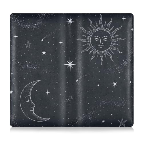 linqin Car Registration and Insurance Card Holder, Sun Moon Galaxy Leather Glove Box Organizer Card Document Wallet - color: Sun and Moon