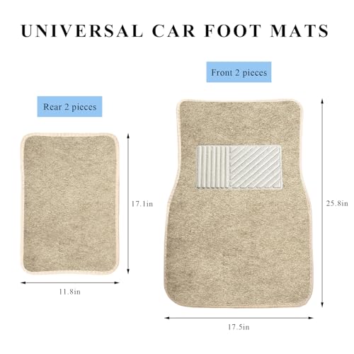 4PCS Car Floor Mats, Waterproof Non-Slip Car Floor Liners with Safety Heel Pad, All-Weather Wear-Resistant Mats Heavy Duty Universal Carpets for Truck SUV Van Sedan (Beige) - color: Beige