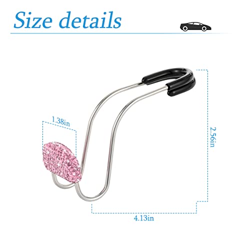 Car Headrest Hook, 2 Pack Bling Backseat Organizer Hanger for Purse Clothes Grocery Bag, Rhinestones Auto Headrest Storage Holder, Universal Car Seat Accessories for Most Vehicle (Pink) - color: Pink