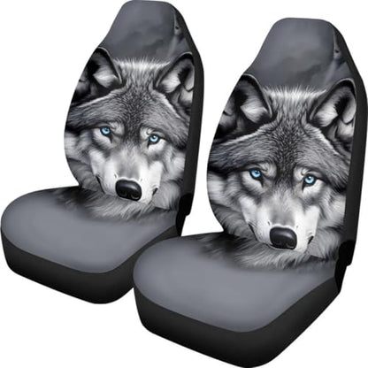 Pehede Car Seat Cover Grey Wolf Front for Cars, Easy to Install Cover Set, Accessories Auto Trucks Van SUV,2 Packs - color: Multi17