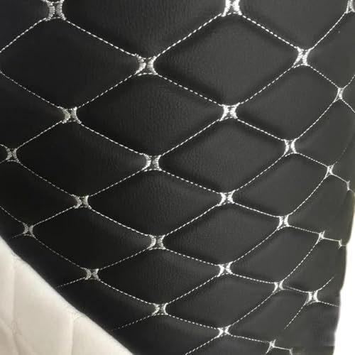 Quilted Foam Vinyl Fabric Classic Pattern with 0.23" Sponge Backing, 59" W × 39" L Faux Leather Fabric for Car Headliner, Furniture Upholstery, Headboards,Diamond 2" x 3" - color: Black&white