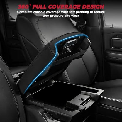 FREESOO Center Console Cover for 2019-2026 Dodge Ram 1500 2500 3500, Armrest Cushion Pad, Waterproof Faux Leather, Easy to Clean, Non-Slip & Anti-Scratch, Bucket Seat Only - size: 2019-2026 Ram Bucket Seat Console