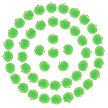 Tupalizy 50PCS Fluffy Pom Poms Charms Soft Fuzzy Faux Fur Puff Ball Pendant for Keychains Bracelets Earrings Jewelry Making Tassels Bags DIY Crafts Party Favors Gifts Accessories - color: Bright Green
