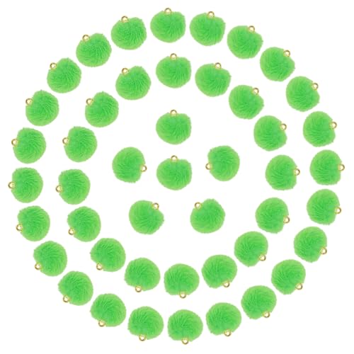 Tupalizy 50PCS Fluffy Pom Poms Charms Soft Fuzzy Faux Fur Puff Ball Pendant for Keychains Bracelets Earrings Jewelry Making Tassels Bags DIY Crafts Party Favors Gifts Accessories - color: Bright Green