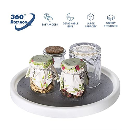 Lazy Susan Organizer, 2 Tier Non Skid Spice Rack Turntable,360 Degree Rotating Seasoning Organizer, 10-Inch Spinning Organizer for Pantry Cabinet, Kitchen, Countertop, Vanity Display Stand - size: 1-Pack, 2-Tier, 10-Inch
