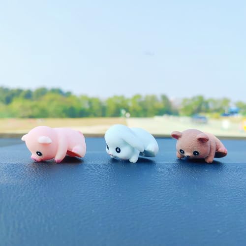 Cute Animal Rear View Mirror Accessories, Car Center Screen Decoration Dashboard Ornament, Car Accessories Interior for Women/Men Computer Monitor Decor - style: Pig+Rabbit+Bear