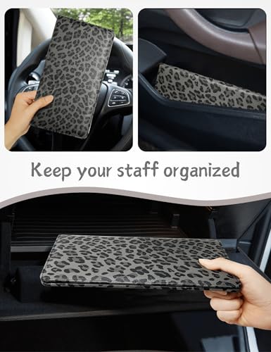 Mymazn Car Registration and Insurance Holder, PU Leather Glove Box Car Organizer with Magnetic Closure, Car Document Holder for Driver's License & Essential Documents (Grey Leopard) - color: Grey Leopard