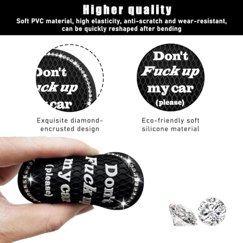 2 Pack Bling Car Cup Holder Coaster, 2.75 Inch Anti-Slip Auto Insert Cup Coaster, Crystal Car Drink Cup Mat Perfect for Women Girls, Universal Interior Decor Accessories (Black)